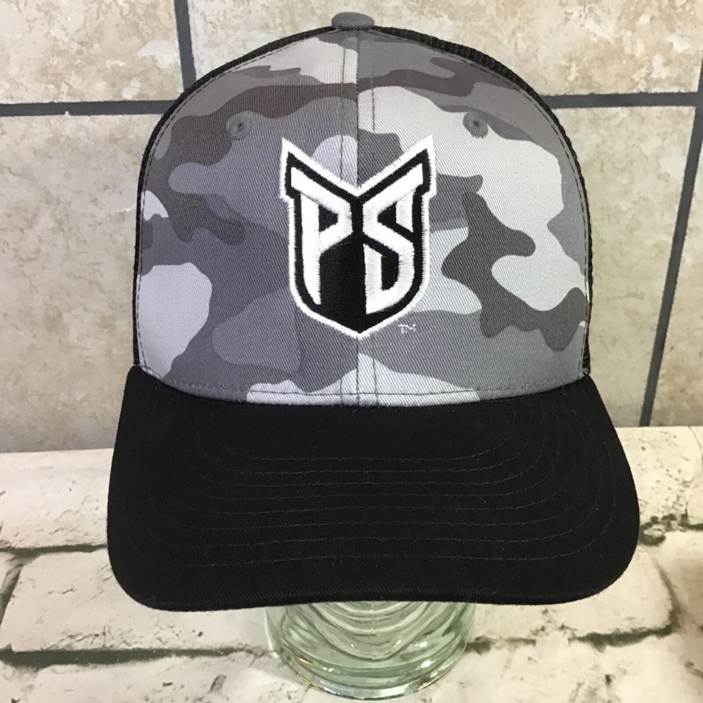 PS Hat Gray Camo Black Mesh Snapback Baseball Cap‎ Mens One Size Fits Most